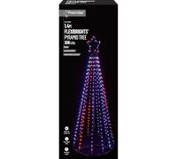 Premier Decorations Flexibrights Artificial Pyramid Christmas Tree 1.4m with 308 Rainbow Super Bright LEDs, Spinning Light Effect, Light Up Outdoor Decoration, Mains Operated