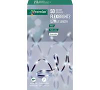 Premier Decorations FlexiBrights Battery Operated 50 White LED Lights 1.7m Premier Decorations White