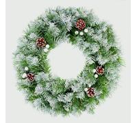 Premier Decorations Frosted Snow Tips Christmas Door Wreath With Cones - 50Cm