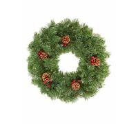Premier Decorations Green Christmas Door Wreath With Berries & Cones Decoration - 50Cm