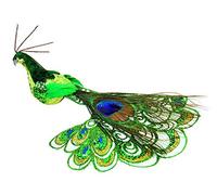 Premier Decorations Green Feathered Clip on Peacock Bird 21 Centimeter