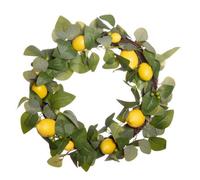 Premier Decorations Lemon Wreath With Artificial Citrus Fruit And Green Foliage 45 Cm Summer Door Garland Indoor Home Decoration