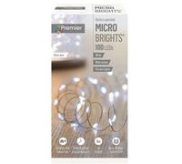 Premier Decorations Limited 100 Led Wire Lights White Christmas String Micro Bright's Battery With Timer 5M