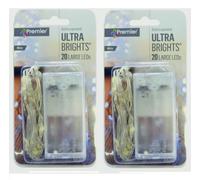 Premier Decorations Limited 2 X 20 Led Indoor Wire Lights Ultra Bright White Leds Battery Operated 1.9M