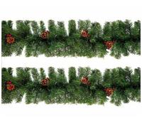 Premier Decorations Limited 2 X Artificial Christmas Garland Red Berry & Pine Cones Green Garland 2.7M