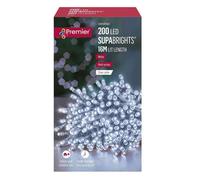 Premier Decorations Limited 200 Led Supabrights White Christmas String Tree Lights 16M Lit Length Clear Cable