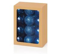 Premier Decorations Limited 24 Mini Deep Blue Christmas Tree Baubles Decoration Ornament Glitter Gloss 3Cm