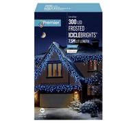 Premier 300 LED 7.5m Christmas Outdoor 8 Function Icicle Lights Blue & White