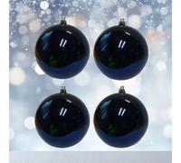 Premier Decorations Limited 4 Large Christmas Baubles 10Cm Shiny Midnight Blue Tree Decoration
