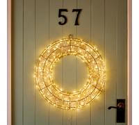 Premier Decorations 45cm Light Up Beaded Rose Gold Wreath Indoor Outdoor Use Eco Friendly Warm White LEDs Christmas Decoration Xmas Festive Décor