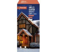 Premier Decorations Limited 480 Led Christmas Cluster Lights Red Vintage Gold Multi Action 6.2M