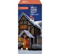 Premier Decorations Limited 480 Led Christmas Cluster Lights White Multi Action 6.2M Lit Length