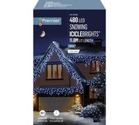 Premier Decorations Limited 480 Led White Snowing Icicle Lights Timer Christmas Lights 11.8M Lit Length