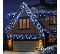 Premier Decorations - 480 Multi Action Snowing Icicles LED Lights with Timer - White