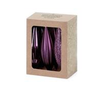 Premier Decorations Limited 6 Teardrop Christmas Baubles 11Cm Purple Plum Glitter Tree Ornament Decoration