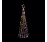 Premier FlexiBright Light Up Outdoor Decoration 2.1m LED Pyramid Christmas Tree with Star, 580 White/Warm White LEDs, Spinning Light Effect, Mains Operated