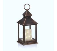 Premier Decorations Limited Black / Copper Rustic Christmas Candle Lantern Vintage Battery Operated With Timer 24Cm