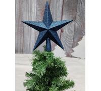 Premier Decorations Limited Deep Blue Christmas Tree Star Topper Plastic Blue Glitter Tree Decoration 20Cm