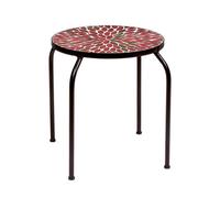 Premier Decorations Limited Garden Table Black Iron & Tile Red Leaf Design 42.5Cm By Premier