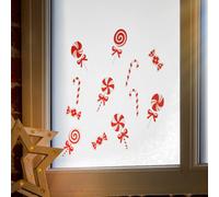 Premier Decorations Limited Glitter Effect Candy Canes Window Sticker X (W)285mm - Red & White