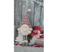Grey Light Up Christmas Gnome Standing Decoration With Bells 68cm