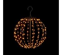 Black Christmas Metal Light Ball - Warm White LEDs - Spinning Effect Christmas Light - Globe Light - Metal Sphere Light - 30cm Metal Frame Ball - 160 Large Micro LEDs - Outdoor Decoration.