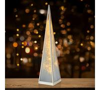 Premier 45cm Christmas Holographic Pyramid with Silver Frame-16 Warm White Led
