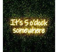 Premier Decorations Limited Led Neon Wall Sign It's 5 O'clock Somewhere 39Cm Warm White Acrylic Home Bar Decor Premier