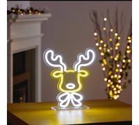 Premier Decorations Limited Neon Led Christmas Reindeer Light Sign Table Top Decoration Small Xmas Light 25Cm