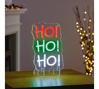 Premier 29cm Ho Ho Ho Freestanding and Hanging LED Neon Effect Sign - Compact Christmas Decoration