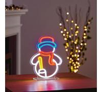 Premier 25cm Snowman Design Table Top Lit Neon Sign, Multi