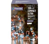 Premier Decorations Limited Premier 200 Led Battery Powered Compact Ultra Brights Blue/white/red 3M Lit Length