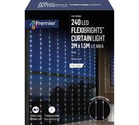 Premier Decorations Limited Premier 240 Led Flexibrights Curtain Light 2M X 1.5M Lit Area Clear Cable