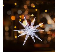 Premier 3D Light Up Starburst with 720 White Pin Wire LEDs Hanging Indoor/Outdoor Window Christmas Decoration 90cm