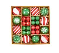 Premier Decorations Limited Premier - 44 Piece Multi Finish Red, Green And White Baubles, Boxed