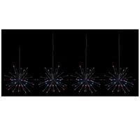 Premier Decorations Limited Premier - 45Cm 4Pc Black Sparkle Ball Light With 200 Leds, Rainbow