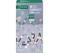 Premier 50 Battery Operated Fairy String Lights Flexibrights 1.7m Lit Length Warm White, Multi Action, Suitable for Indoor & Outdoor Usage