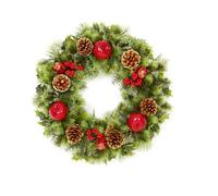 Premier Decorations Limited Red Dressed Artificial Christmas Wreath Door Decoration Apples Pine Cones 45Cm