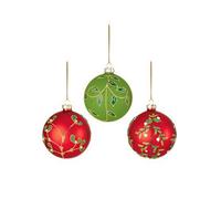 Premier Decorations Limited Set Of 3 Traditional Flora Christmas Tree Decorations 80mm