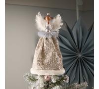 Premier Decorations Limited Silver Angel With Sequins Christmas Tree Topper