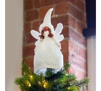 Premier Decorations Limited White Angel With Fluffy Hat Christmas Tree Topper