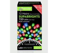 Premier Decorations Multi Action Supabrights Christmas Timer Fairy Lights - 720 Leds - Multi Colour