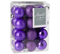 Premier Decorations, Multicolor,One, 5050882335214 24 x Purple shatterproof Christmas tree Baubles Decorations Mixed finishes