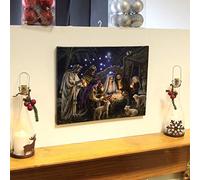 40cm x 30cm Premier Nativity Scene Fibre Optic Wall Canvas Picture
