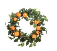 Premier Decorations Orange Wreath With Artificial Citrus Fruit And Green Foliage 45 Cm Summer Garland Indoor Home Decoration