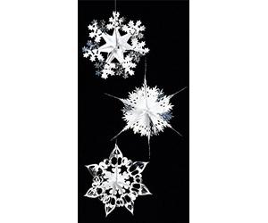 Premier Decorations PACK OF 4 Festive SILVER & WHITE 40cm Christmas FOIL STARBURSTS, 4 Selected randomly!