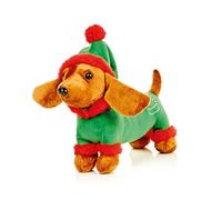 Premier Decorations Plush Elft Sausage Dog Soft Toy - Brown Dog in Green Elf Outfit with Hat - 28cm - Christmas Soft Toy - Gift Idea