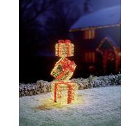 Premier Decorations Prelit Christmas Golden Elegance 3 Parcel Stack Decoration