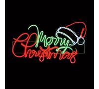 Premier Decorations Prelit Christmas Neon Merry Christmas Santa Hat Decoration