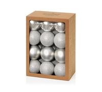 Premier Decorations Premier - 24 Silver Multi Finish Baubles, 60mm
